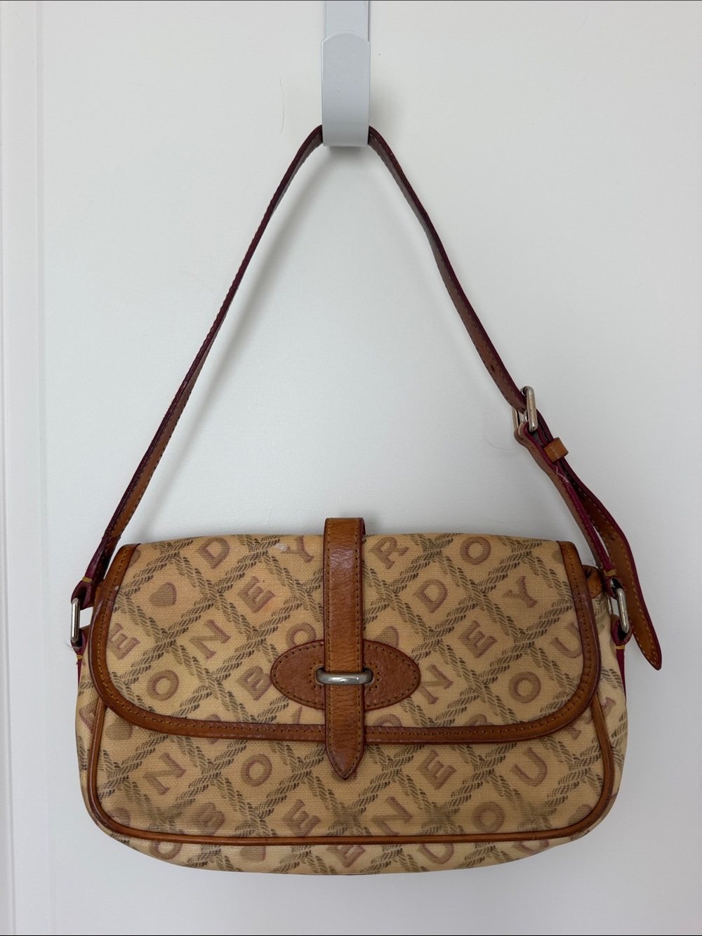 Dooney & Bourke Tan Logo Jacquard Shoulder Bag